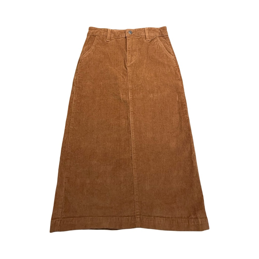 Time and Tru Skirt Womens 2 Brown Corduroy Maxi A-Line Stretch Cottagecore
